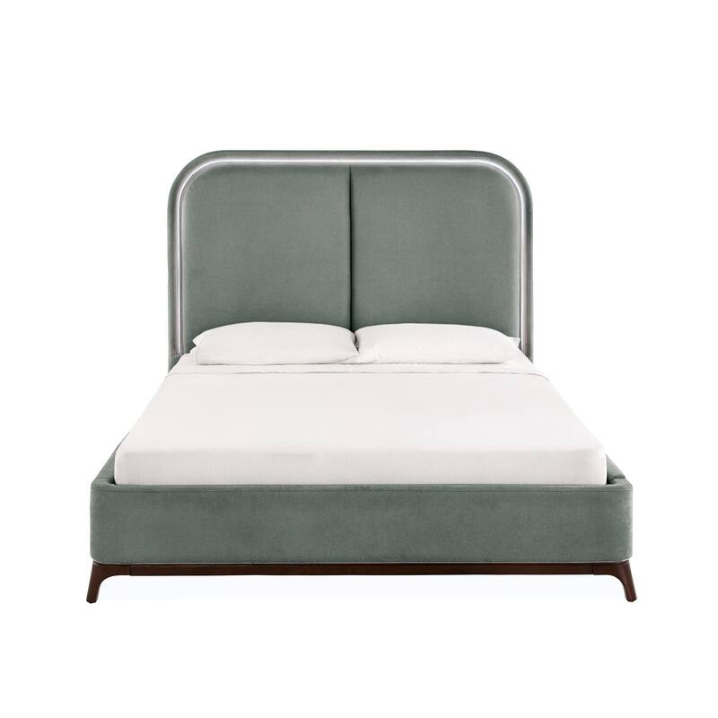 Tremont Curved LED Upholstered Platform Bed with Under-Bed Lighting by iNSPIRE Q Modern