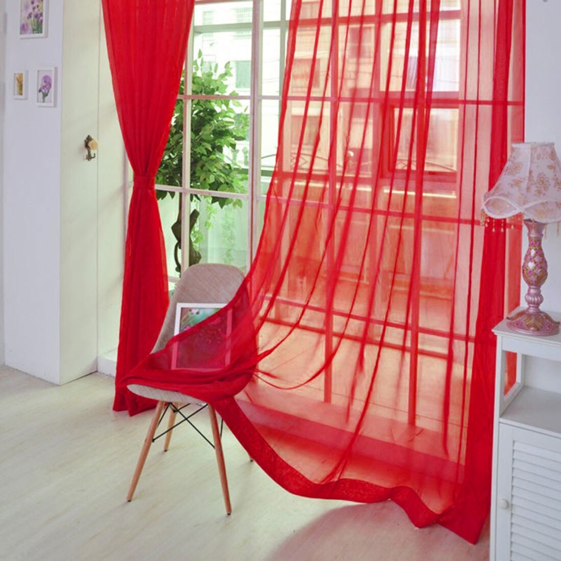 red sheer scarf valance