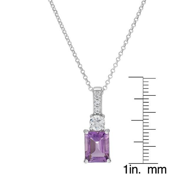 Victoria Townsend .925 Sterling Silver Em-Cut Amethyst And White Sapphire Pendant