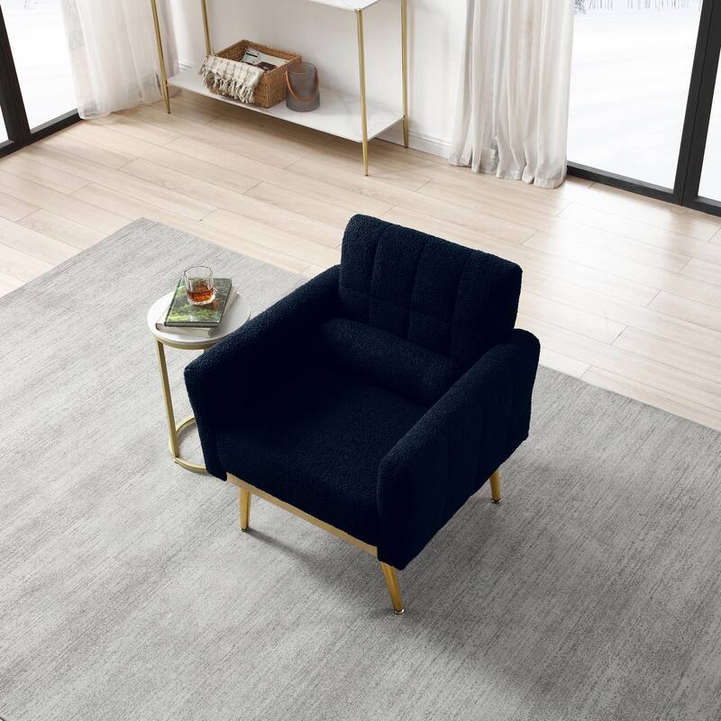 Modern Accent Chair Living Room Armchair Tufted Reading Chair, Black