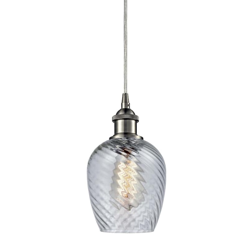 Innovations Lighting Salina Single Light 5" Wide Mini Pendant - Brushed Satin Nickel / Clear Spiral Fluted