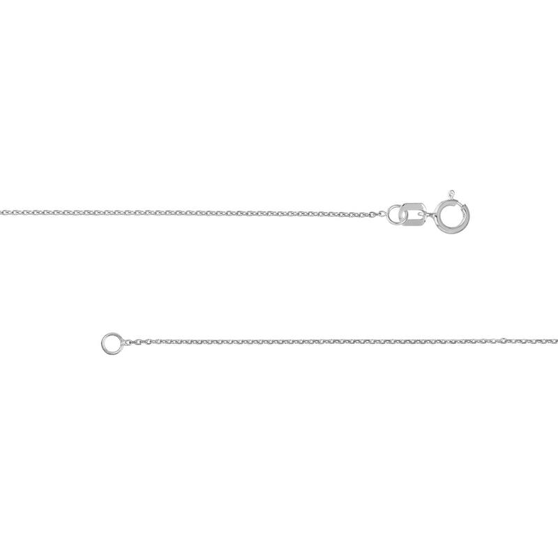 Curata 14k White Gold 0.8mm Diamond Cut Cable Chain Necklace (Spring Ring)