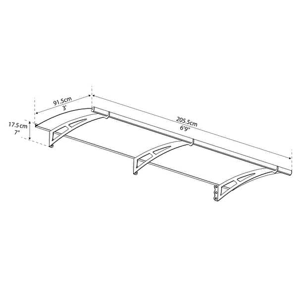 Aquila 3 ft. x 7 ft. Gray/Solar Gray Door and Window Fixed Awning