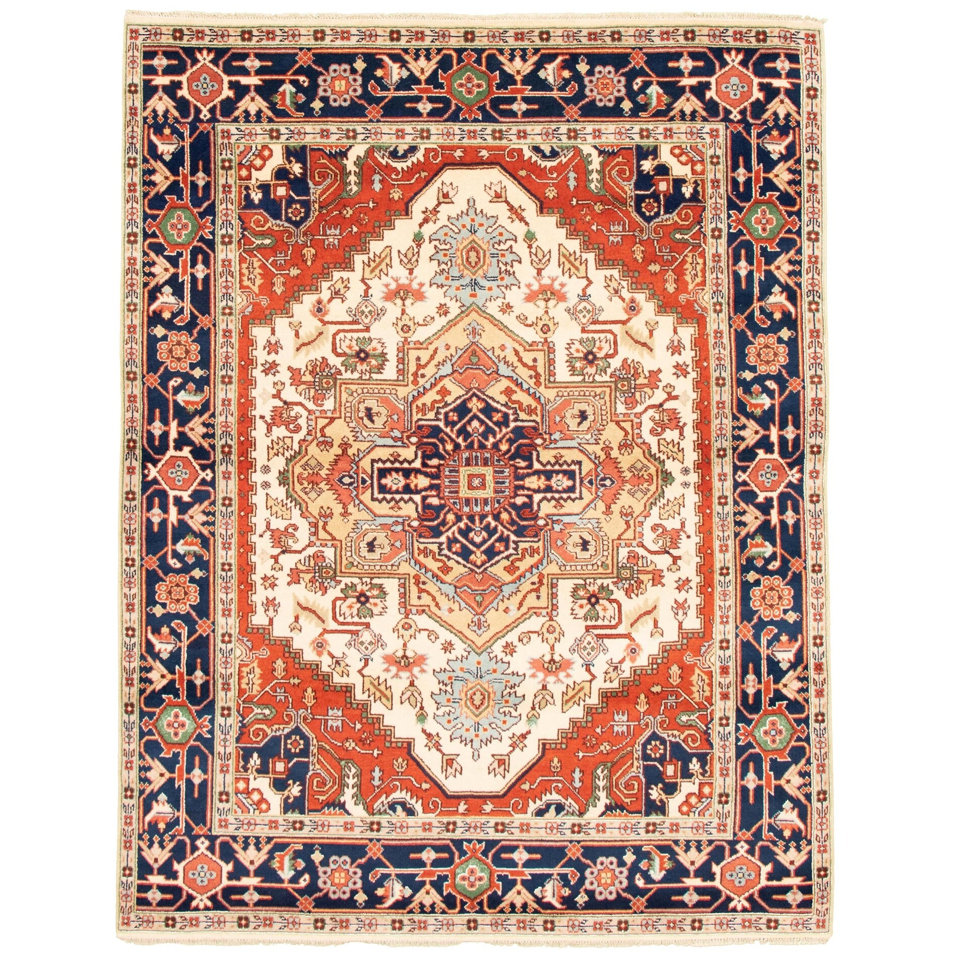 361657 Serapi Heritage Bordered Ivory Rug 8'0 x 9'10 Bedroom Hand-Knotted Wool Rug eCarpet Gallery Large Area Rug for Living Room 361657 Serapi Heritage Bordered Ivory Rug 8'0 x 9'10 Bedroom Hand-Knotted Wool Rug eCarpet Gallery Large Area Rug for Living Room