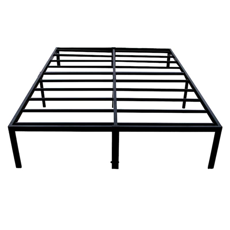 Twin XL Steel Black Platform Bed Foundation with Under-Bed Storage - Black