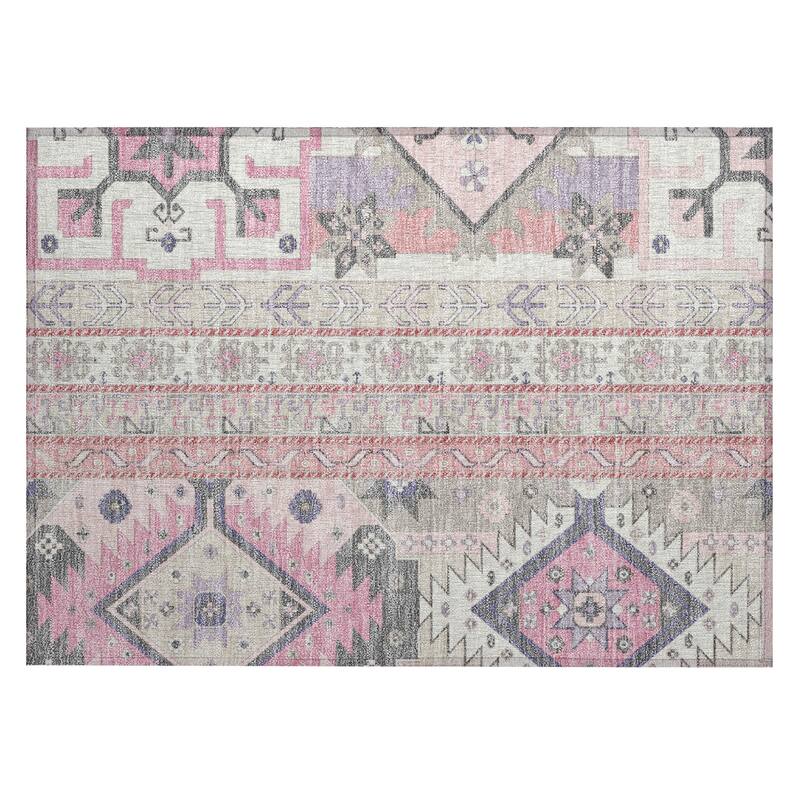 Machine Washable Indoor/ Outdoor Boho Tribal Chantille Rug