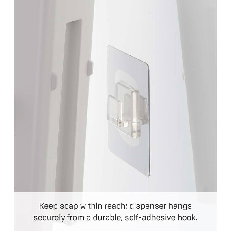 Yamazaki Home Traceless Adhesive Soap Dispenser, ABS Plastic, Holds 1.1 lbs - L 2.95 x W 2.17 x H 7.68 inches