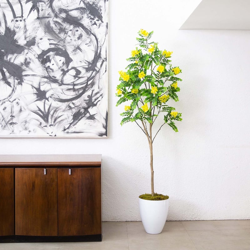 Flowering Citrus Artificial Potted Tree - 6'