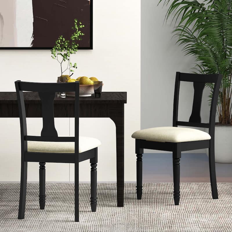 Costway 2 PCS Wood Chair Antique Upholstered Chair with Storage Space - See Details