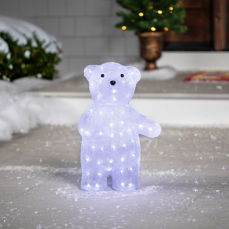 LED Lighted Polar Bear Commercial Grade Acrylic Outdoor Christmas Decoration - 16.5" - Clear