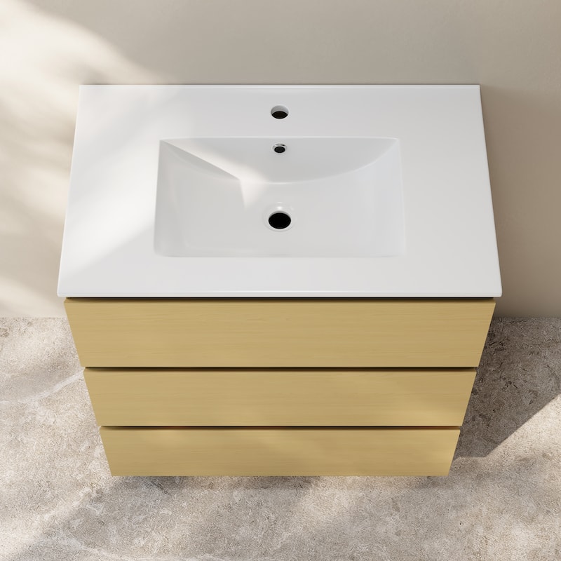 Liberte 30" Freestanding Bathroom Vanity In Natural Oak With Sink Top - 30