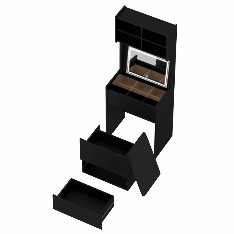 Dressing Table with LED Illuminated Mirror and Storage