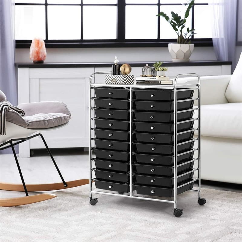 20 Drawer Rolling Storage Cart - 15"D x 25"W x 35"H