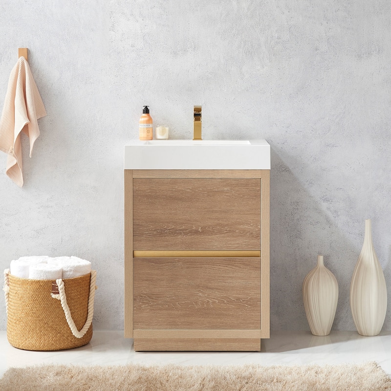 Huesca 24" Single Sink Bath Vanity with White Sink Top, no Mirror
