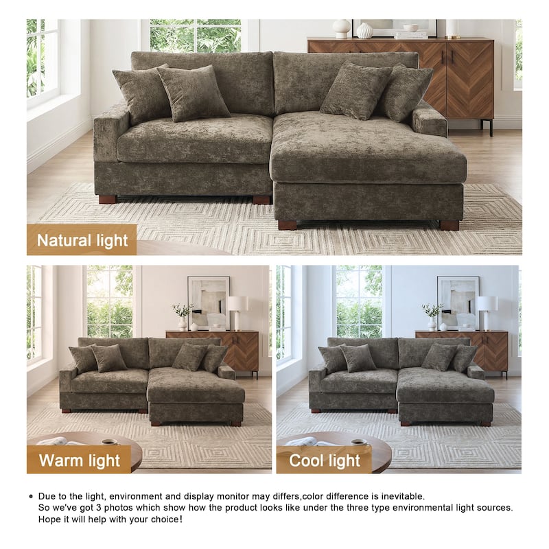 Oversized Modern Chenille Modular Sectional Sofa with Chaise