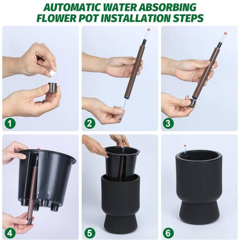 14" 2Pcs Self-Watering Planters, Flower Pots for Front Porch, Patio & Garden