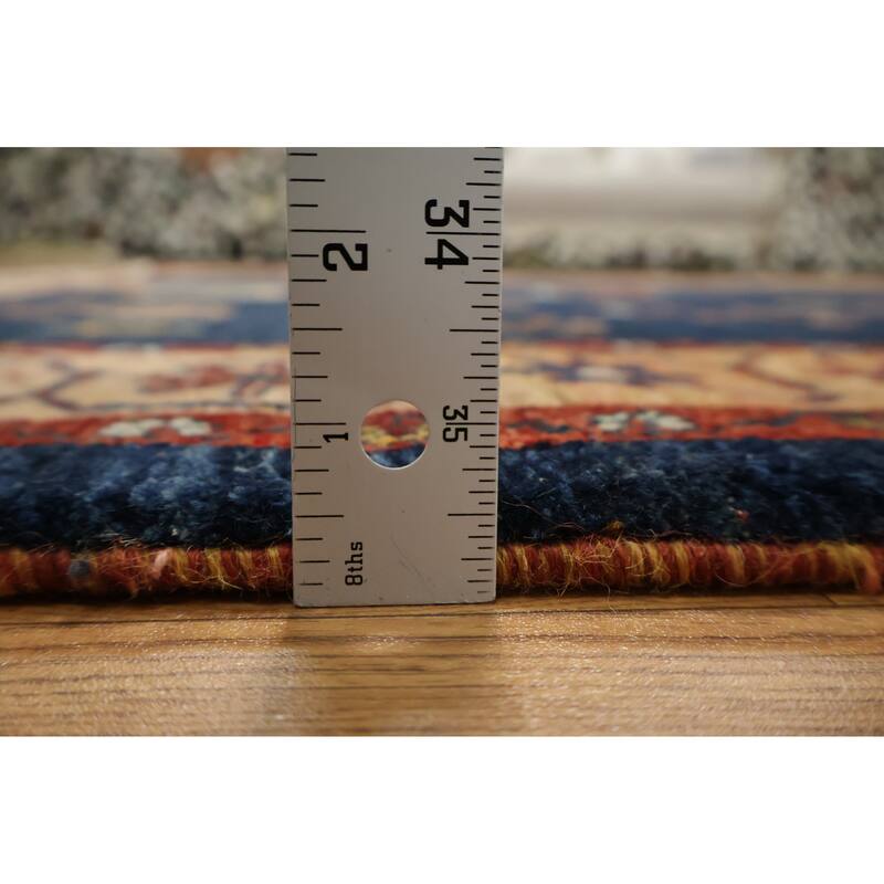 Hand Knotted Oriental 100% Wool Carpet Traditional Tribal Navy Blue & Blues Gabbeh (Qashqai) Area Rug - 6' 7'' X 4' 11''