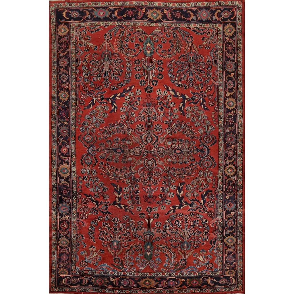 Hand Knotted Oriental 100% Wool Carpet Traditional Floral Oranges & Rust Sarouk Area Rug - 12' 1'' X 8' 9''