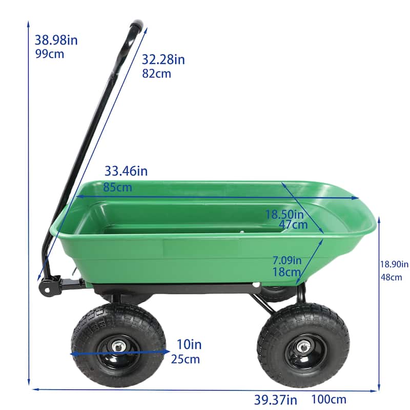 Folding car Poly Garden dump truck with steel frame