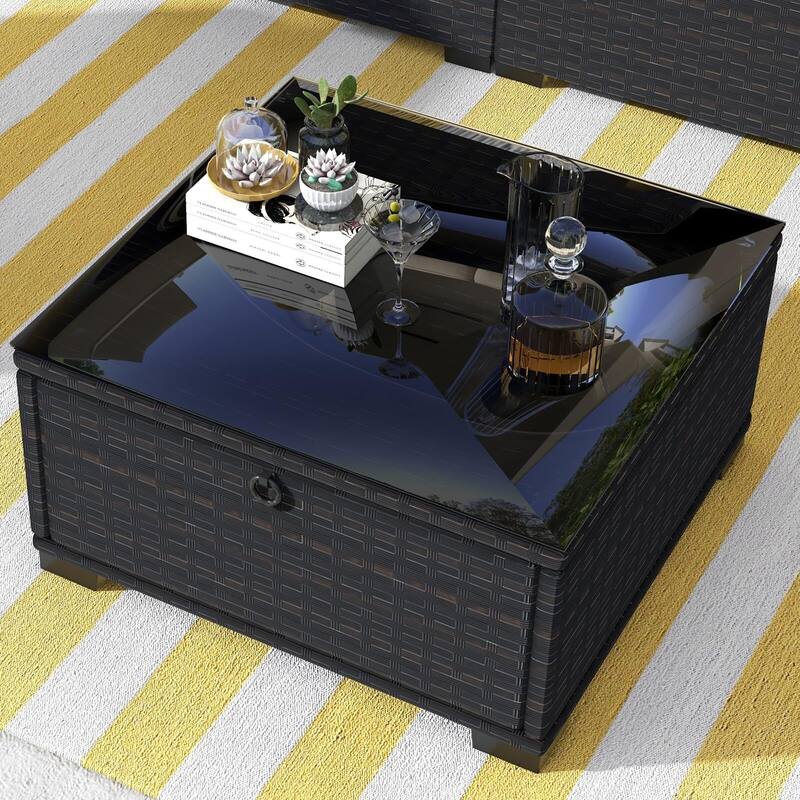 6pcs Outdoor Rattan Wicker Furniture with Canopy