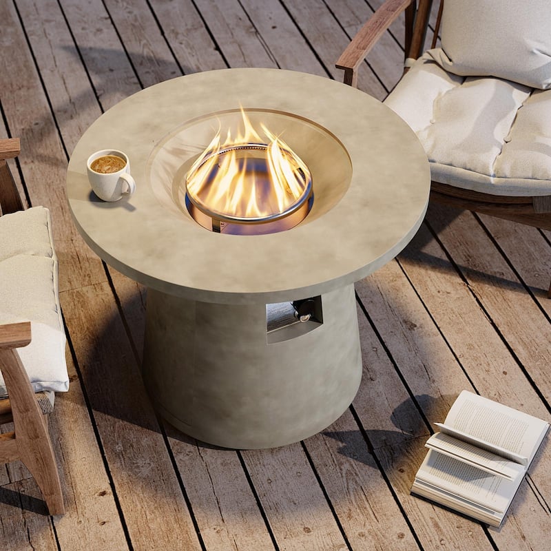 COSIEST 31-Inch Round Outdoor Propane Fire Pit,40,000 BTU Smokeless with Fire Glass
