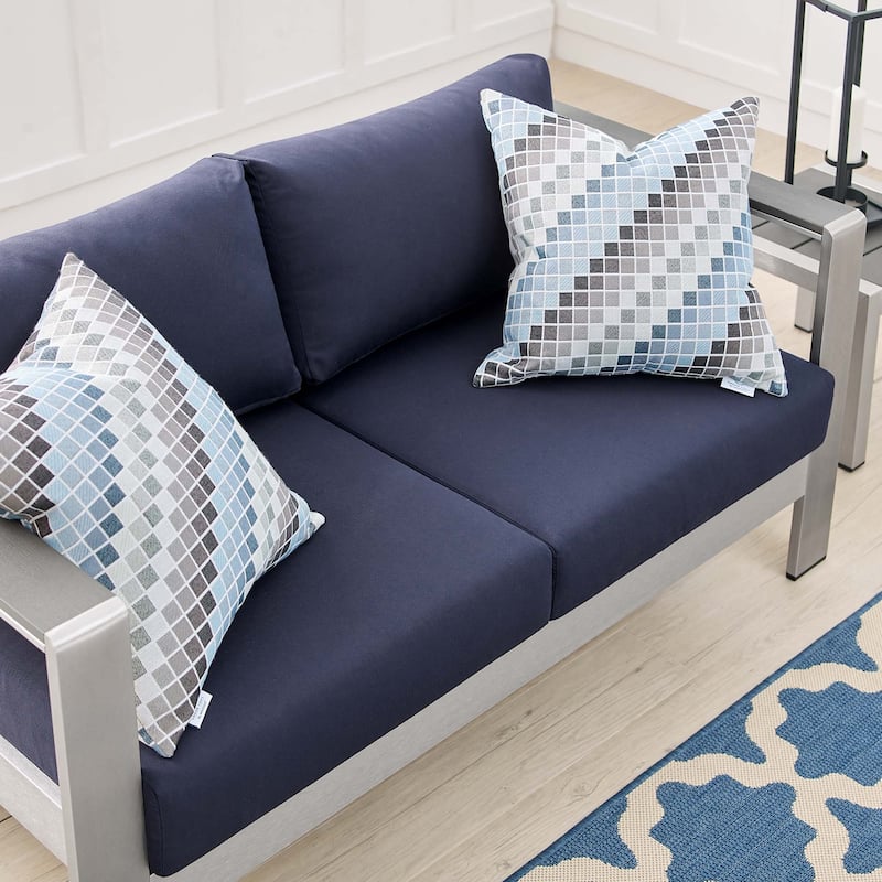 Shore Sunbrella® Fabric Aluminum Outdoor Patio Loveseat