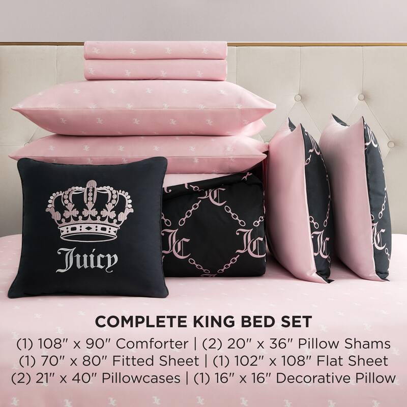 Juicy Couture Link Printed Bed-in-a-Bag Comforter Set
