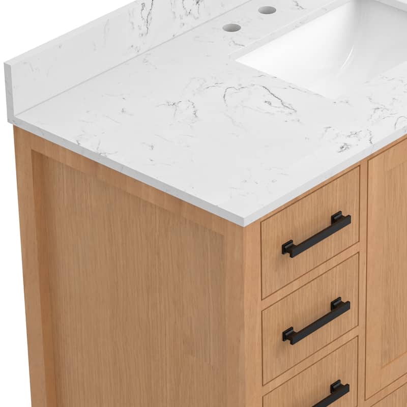 StarrySky 48 inch Undermount Single Sink Bathroom Vanity with Engineered Carrara Marble Top