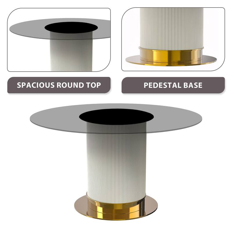 Jexis Round Dining Table with Glass/Sintered Stone Tableop