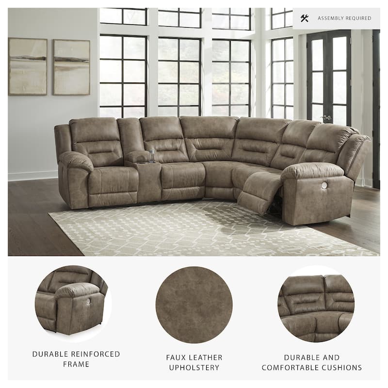 Signature Design by Ashley Ravenel Brown 3-Piece Power Reclining Sectional - 106"W x 93"D x 43"H