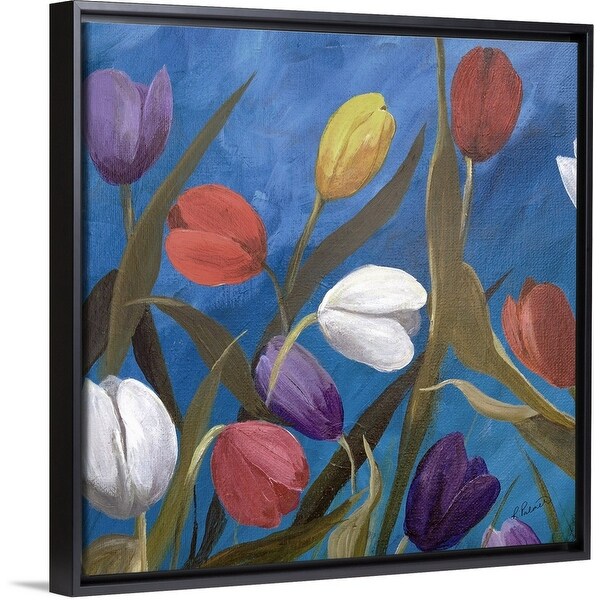 "Tulips One" Black Float Frame Canvas Art