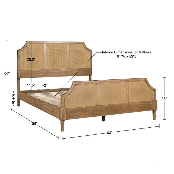 Martha Stewart Lily Pond Salina Woven Cane Queen Platform Bed - On