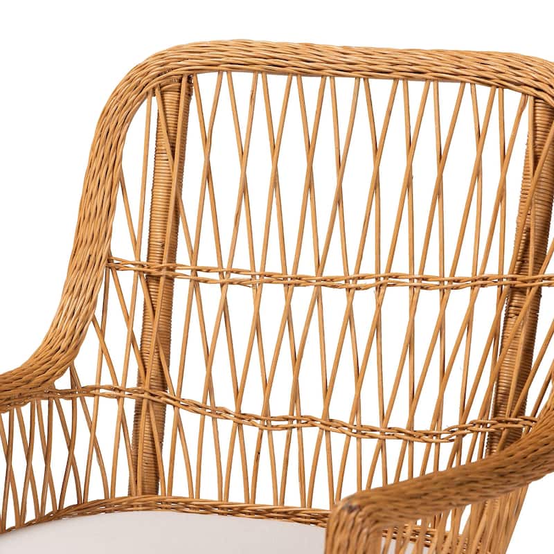 Teresa Bohemian Light Honey Scalloped Rattan Arm Chair