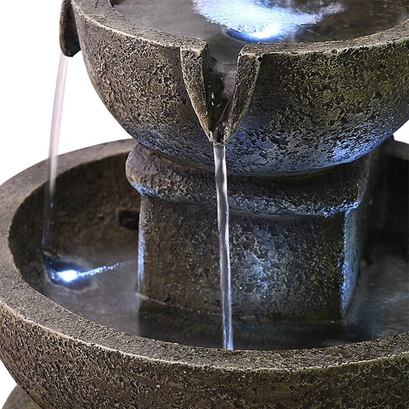 Outdoor Waterfall Fountain Soothing Water Fountains with LED Lights