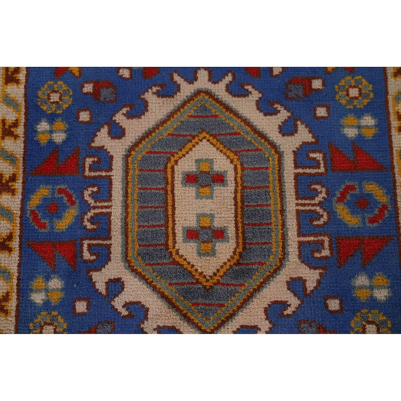 Geometric Heriz Serapi Style Runner Rug Hand-Knotted Wool Carpet - 2'5" x 7'8"