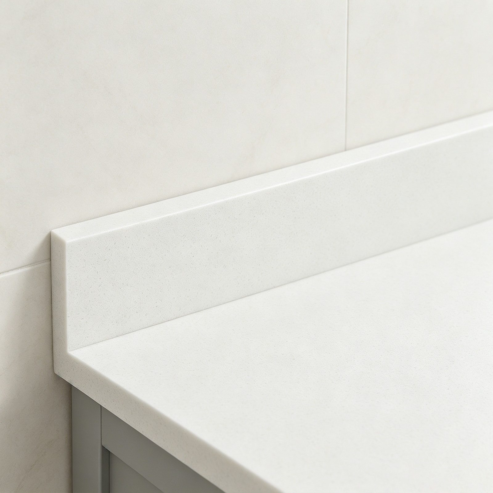 21" to 48" Quartz White Side Splash & Backsplash for Bathroom Vanity