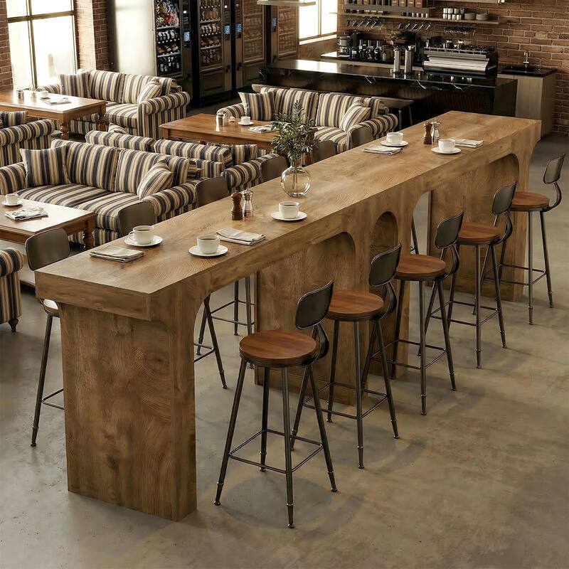 63-Inch Long Bar Table, Farmhouse Counter Height Pub Table