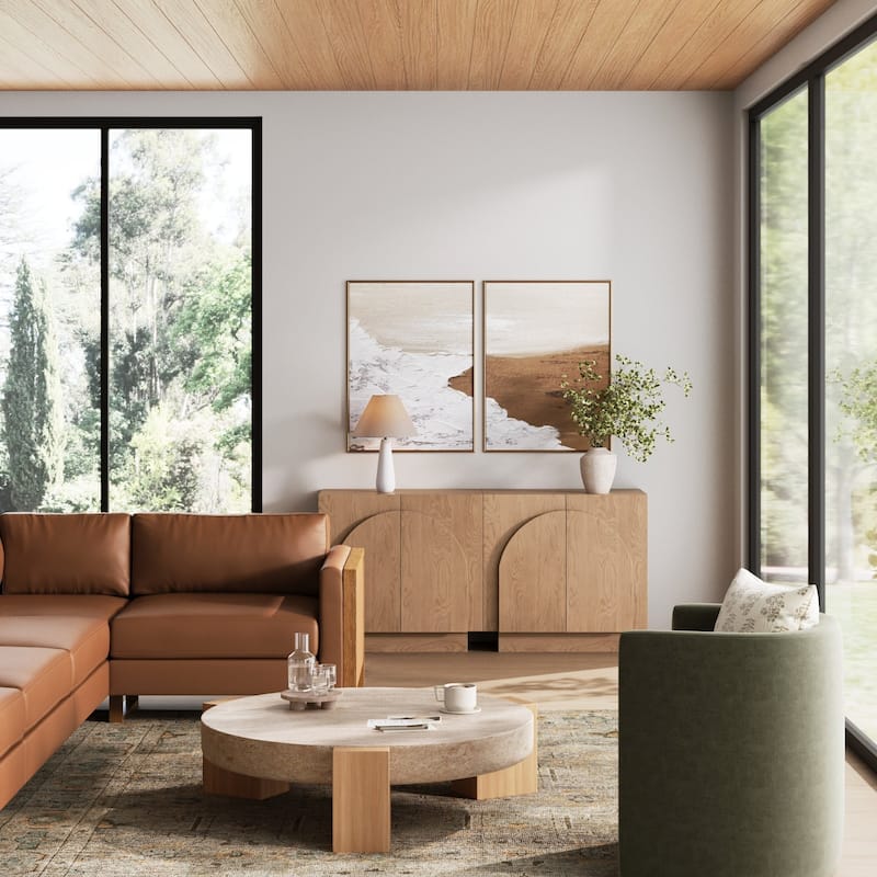 Iris Wooden Accent Cabinet, Sideboard Credenza or TV Stand with Arched Cabinet Doors and Adjustable Shelves