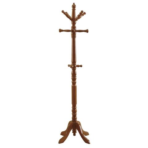73.75" Brown Traditional Coat Rack with Hanging Hooks
