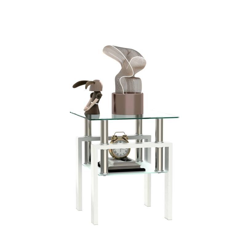 1-Piece Modern Tempered Glass Tea Table Coffee Table End Table