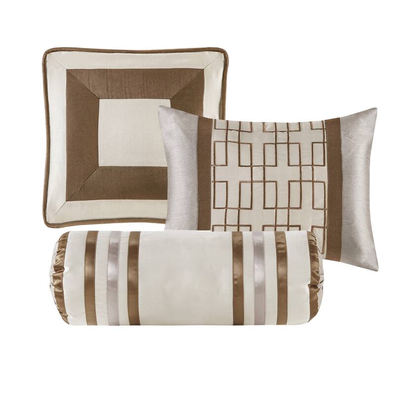 7 Piece Comforter Set Taupe/Brown King