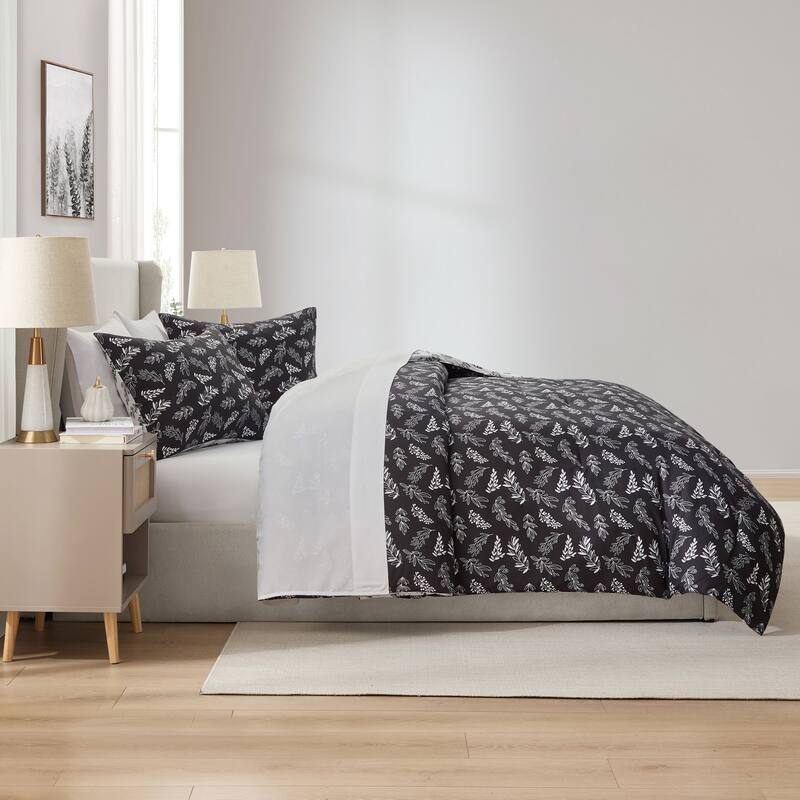 Empyrean 7 Pc Botanical Comforter Set with Sheets, Soft Breathable Lightweight Bedding Bag