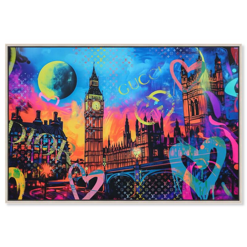 London Graffiti Canvas by Art Remedy - Silver - 45" x 30"
