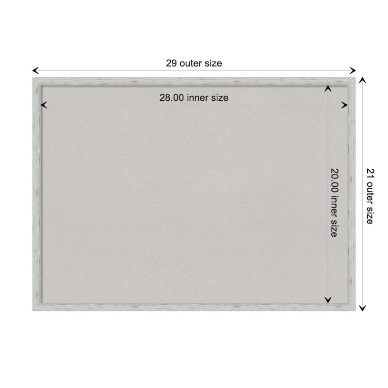 Imprint Light Pewter Wood Framed Grey Corkboard Bulletin Board - Imprint Silver - Board Size 28x20