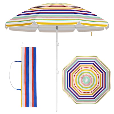 Costway 6.5 FT Beach Umbrella Folding Outdoor Parasol with Push Button