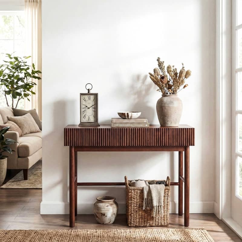Solid Wood Console Table with 2-Drawer