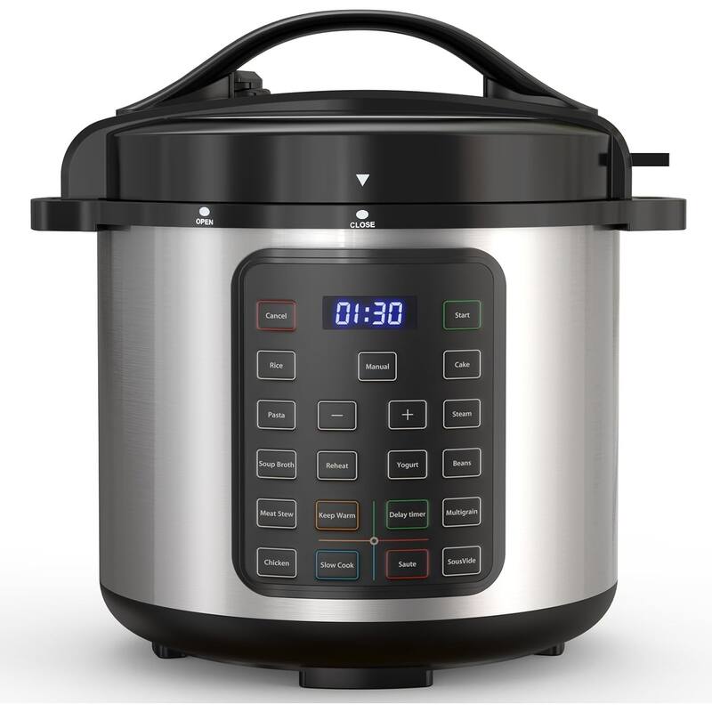 Electric Pressure Cooker, Upgraded 6 Quart/8 Quart 12-in-1 Multicooker, Stainless Steel Slow Cooker, Rice Cooker, Steamer, Sauté - 8 Quart