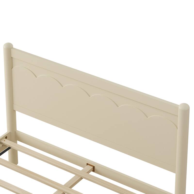Queen Size Wood Platform Bed Frame with Headboard