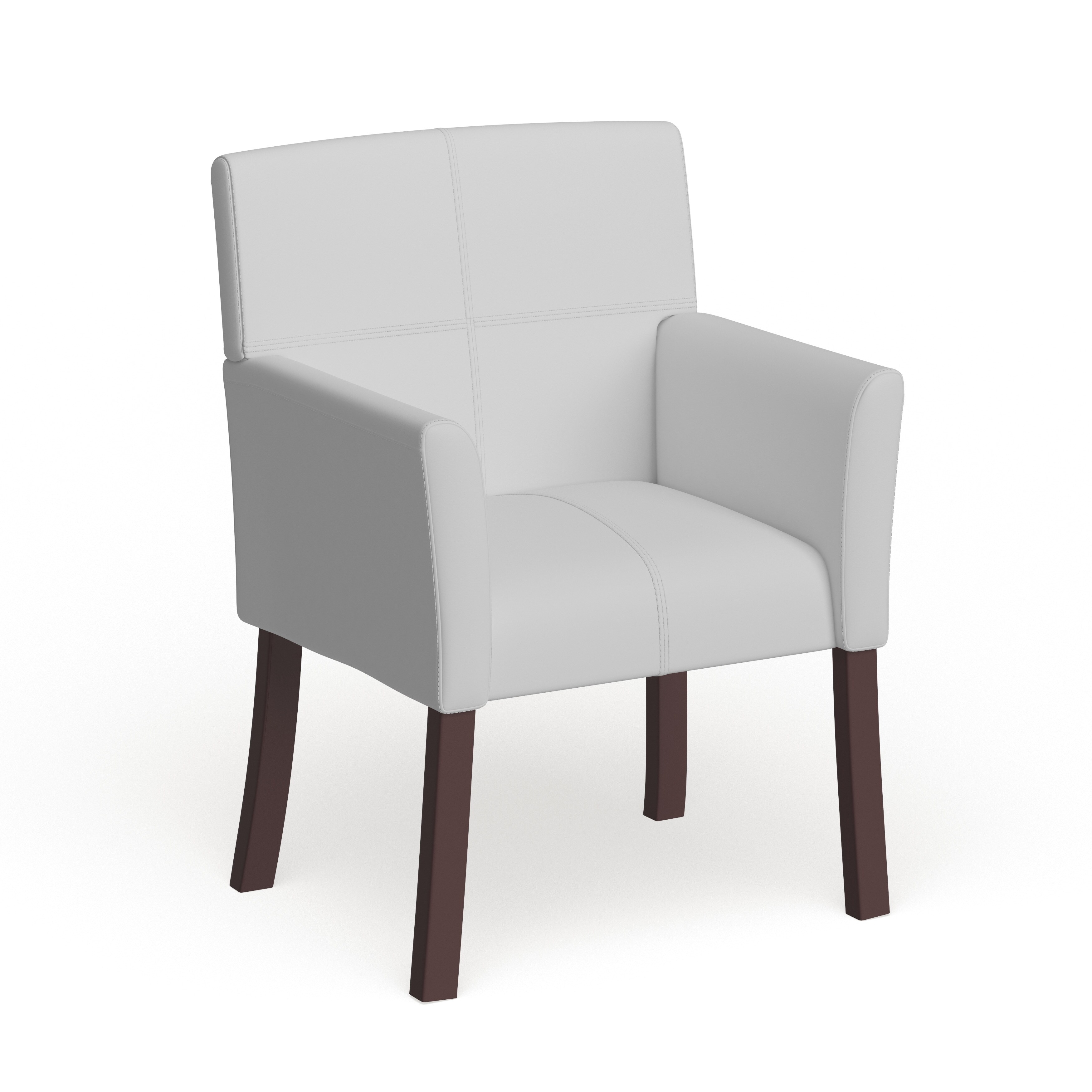 LeatherSoft Executive Side Reception Chair with Mahogany Legs