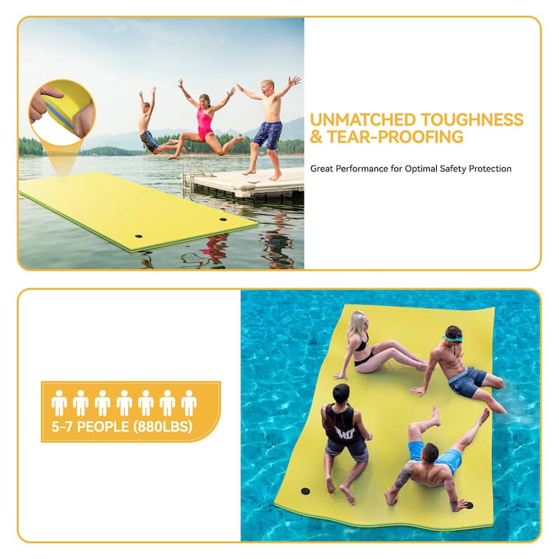 Moasis 12' X 6' Lily Pad Floating Mat Water Mat Inflatable Rafts Lily Pad Pools Beach XPE Floating Island - 12' X 6'